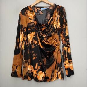 Simply Vera Wang Size Large Dark Artsy Knit Ruched Top Whimsigoth Goblincore